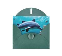 Biglietto di auguri con stampa di delfini e coralli del mondo sottomarino, per compleanno, Ringraziamento, Natale, Capodanno