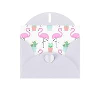 Biglietto di auguri con stampa di fenicotteri tropicali e cactus, con busta, interno bianco per compleanno, Natale, tutte le occasioni, 15,2 x 10,2 cm