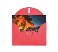 Biglietto di auguri con stampa di fiamme pompiere, con buste piegate, per tutte le occasioni