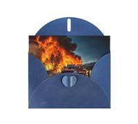 Biglietto di auguri con stampa di fiamme pompiere, con buste piegate, per tutte le occasioni