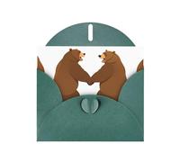 Biglietto di auguri con stampa di orso YYHWHJDE Grizzly verde scuro che si tiene per mano, 15 x 10 cm, design unico e alla moda per varie occasioni