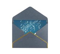 Biglietto di auguri con stampa di tasti di pianoforte verdi e bianchi orizzontali, bordi dorati, con busta, per vacanze, compleanni, anniversari, feste (2 pezzi)