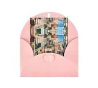 Biglietto di auguri con stampa di tram di Lisbona verticale con fibbia d'amore in carta perlata con buste per amici e familiari