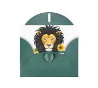 Biglietto di auguri con stampa di YYHWHJDE Il leone tra i girasoli, 15,2 x 10,2 cm, design unico e alla moda per varie occasioni