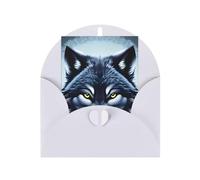 Biglietto di auguri con testa di lupo feroce, 10,2 x 15,2 cm, busta a forma di cuore, adatto per tutte le occasioni.