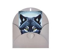 Biglietto di auguri con testa di lupo feroce, 10,2 x 15,2 cm, busta a forma di cuore, adatto per tutte le occasioni.