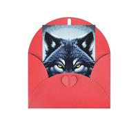 Biglietto di auguri con testa di lupo feroce, 10,2 x 15,2 cm, busta a forma di cuore, adatto per tutte le occasioni.