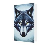 Biglietto di auguri con testa di lupo feroce, 10 x 15 cm, busta a forma di cuore, adatto per tutte le occasioni.