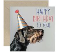 Biglietto di auguri di buon compleanno per familiari e amici, biglietti di compleanno per amanti dei cani, regali per lui o lei, design con cane che indossa cappello da festa, affascinanti biglietti