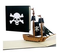 Biglietto di auguri di compleanno con nave pirata pop-up 3D, biglietto di invito, per buoni regalo, auguri, regaloB15