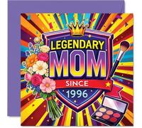 Biglietto di auguri di compleanno con scritta "Celebrating a True Legendary Legendary Mom Since 1996", festa della mamma, 145 mm, quadrato, busta inclusa