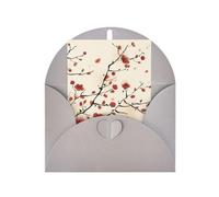 Biglietto di auguri di compleanno con stampa floreale e prugna primaverile giapponese, verticale