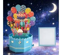 Biglietto di auguri di compleanno creativo 3D pop-up box con accenti in lamina d'oro torta e palloncino design pratico messaggio per i propri cari e tutte le celebrazioni