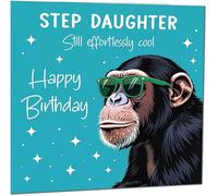 Biglietto di auguri di compleanno divertente per figliastra un altro anno più vecchio divertente scimmia divertente divertente biglietto di auguri di compleanno da Step-Dad Step-Mum