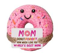 Biglietto di auguri di compleanno per la mamma, fatto a mano, con scritta in inglese "I Mom", 8 x 8 cm, motivo: patata positiva all'uncinetto