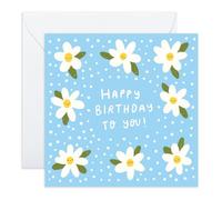 Biglietto di auguri di compleanno per ragazza, con graziosi fiori di margherita, per i propri cari, amici, famiglia, mamma, papà, figlia, figlio, sorella, fratello, zia, zio, nipote, collega, donne