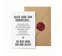 Biglietto di auguri di compleanno romantico, per uomini e donne, elegante regalo per partner, marito e fidanzato, con scritta "Du bist mein ein und all", biglietto pieghevole con busta