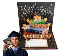 Biglietto di auguri di laurea 3D popup con fuochi d'artificio e luci musicali, biglietto decorativo 3D con misurazione di congratulazioni per la laurea, il liceo e l'università, con busta,