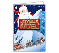 Biglietto di auguri di Natale allegro in rilievo del testo brillante con busta bianca, 12 x 17,5 cm, Babbo Natale in montagna slitta renna cappa regali albero neve inverno migliori auguri per bambini