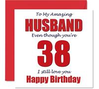 Biglietto di auguri divertente il 38° compleanno del marito con scritta in inglese "38 I Still Love You" (lingua italiana non garantita) biglietto di auguri umoristico marito da parte della