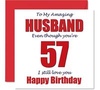 Biglietto di auguri divertente il 57° compleanno del marito con scritta in inglese "57 I Still Love You" (lingua italiana non garantita) biglietto di auguri umoristico marito da parte della