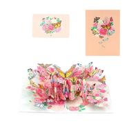 Biglietto di auguri elegante con farfalla e fiore, per donne, fatto a mano, per compleanno, anniversario, laurea, regalo di compleanno