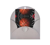 Biglietto di auguri grigio - Cartolina vuota con stampa di basket per compleanno, matrimonio, San Valentino e invito alla festa