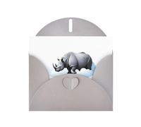 Biglietto di auguri grigio YYHWHJDE con stampa di rinoceronte tra le nuvole, 15 x 10 cm, design unico e alla moda per varie occasioni