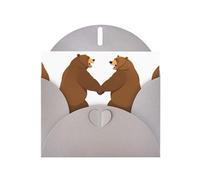 Biglietto di auguri grigio YYHWHJDE Grizzly orso che si tiene per mano, 15 x 10 cm, design unico e alla moda per varie occasioni