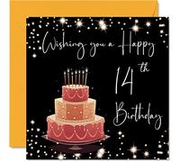 Biglietto di auguri il 14° compleanno ragazze e ragazzi elegante ed elegante biglietto di auguri 14 anni adolescente figlio figlia fratello sorella nipote amico 145mm