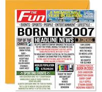 Stuff4 Biglietto di auguri il 17° compleanno ragazzi e ragazze con giornale Born In 2007 Happy 17 Birthday Card figlio figlia cugino vintage retro nel 2007 145mm biglietti di