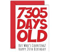 Biglietto di auguri il 20° compleanno uomo e donna lui e lei 7305 giorni divertente biglietto di auguri il ventesimo compleanno fratello sorella figlio figlia cugino A5