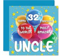 Biglietto di auguri il 32° compleanno dello zio con scritta "World's Most Amazing Uncle" (lingua italiana non garantita) biglietto di auguri lo zio di nipote 145mm lo zio