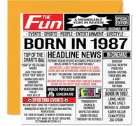 Biglietto di auguri il 37° compleanno uomini e donne con giornale Born