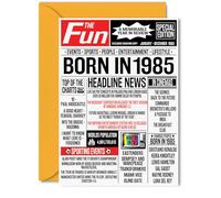 Biglietto di auguri il 39° compleanno donne e uomini con giornale Born