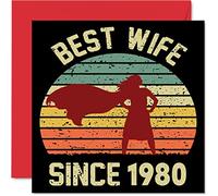 Biglietto di auguri il 44° anniversario della moglie del marito con scritta in lingua inglese "Best Wife Since 1980" con scritta "I Love You" il 44° anniversario di matrimonio 145mm