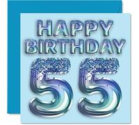 Biglietto di auguri il 55° compleanno da uomo con palloncini blu glitterati 55 anni zio nonno nonno nonno nonno nonno nonno nonno nonno nonno nonno nonno nonno nonno nonno