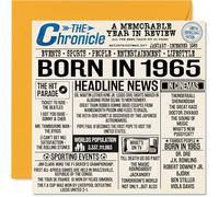 Biglietto di auguri il 59° compleanno uomo e donna con scritta in lingua inglese "Born In 1965 Newspaper" (lingua italiana non garantita) biglietto di auguri il 59° compleanno mamma