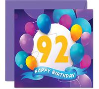 Biglietto di auguri il 92° compleanno uomini e donne festa con palloncino 92 anni uomo donna nonno nonna nonna nonna nonna nonna nonna mamma papà 145mm