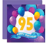 Biglietto di auguri il 95° compleanno uomini e donne festa con palloncino