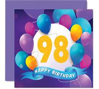 Biglietto di auguri il 98° compleanno uomini e donne festa con palloncino