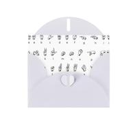 Biglietto di auguri in carta bianca con stampa dell'alfabeto con linguaggio dei segni, biglietti unici per appunti, buste per ringraziamento, inviti