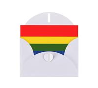 Biglietto di auguri in carta bianca con stampa di bandiera arcobaleno, design unico, buste per ringraziamento, inviti