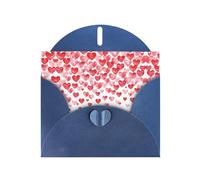 Biglietto di auguri in carta bianca con stampa di cuori rossi che cadono, design unico, buste per ringraziamento, inviti