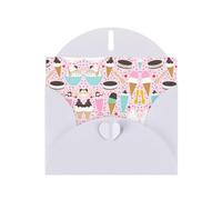 Biglietto di auguri in carta bianca con stampa di gelato dolce, biglietti di auguri, design unico, buste per ringraziamento, inviti