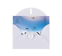 Biglietto di auguri in carta bianca con stampa di pinguino felice nell'acqua, design unico, buste per ringraziamento, inviti