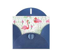 Biglietto di auguri in carta bianca con stampa floreale con fenicotteri botanici, biglietti di auguri unici, buste per ringraziamento, inviti