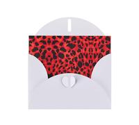 Biglietto di auguri in carta bianca con stampa leopardata rossa, design unico per biglietti di auguri, buste per ringraziamento, inviti