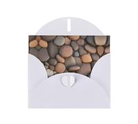 Biglietto di auguri in carta bianca perlescente con stampa di ciottoli sulla spiaggia, con busta, adatto per auguri di compleanno, congratulazioni e condoglianze.