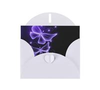 Biglietto di auguri in carta perlata con bella farfalla viola, con busta, interno bianco per compleanno, Natale, tutte le occasioni, 15,2 x 10,2 cm